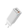 Baseus GaN Quick Travel Charger 65W, 2xUSB-C + USB-A, White - buitinis įkroviklis, baltas pigiai
