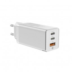 Baseus GaN Quick Travel Charger 65W, 2xUSB-C + USB-A, White - buitinis įkroviklis, baltas pigiau