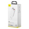 Baseus GaN Quick Travel Charger 65W, 2xUSB-C + USB-A, White - buitinis įkroviklis, baltas kaune