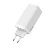 Baseus GaN Quick Travel Charger 65W, 2xUSB-C + USB-A, White - buitinis įkroviklis, baltas išsimokėtinai