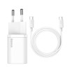 Baseus Super Si Quick Charger 1C 25W USB-C with USB-C to USB-C 1m cable, White - buitinis įkroviklis kaina
