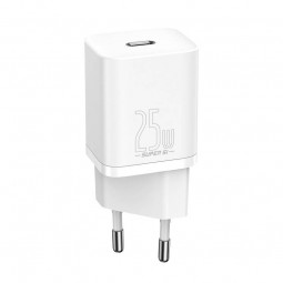 Baseus Super Si Quick Charger 1C 25W USB-C with USB-C to USB-C 1m cable, White - buitinis įkroviklis pigiau