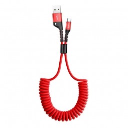 Baseus Fish Eye Spring Data Cable USB-C 1m 2A, Red / Black - kabelis kaina