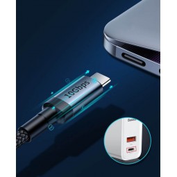 Baseus Cafule USB-C to USB-C Cable PD 3.1 100W, Black / Gray - greito įkrovimo kabelis epirkimas.lt