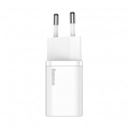 Baseus Super Si Quick Charger 1C 20W with USB-C to Lightning 1m cable, White - buitinis įkroviklis išsimokėtinai