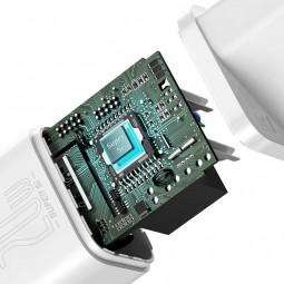 Baseus Super Si Quick Charger 1C 20W with USB-C to Lightning 1m cable, White - buitinis įkroviklis greitai