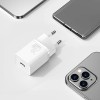 Baseus Super Si Quick Charger 1C 20W with USB-C to Lightning 1m cable, White - buitinis įkroviklis garantija