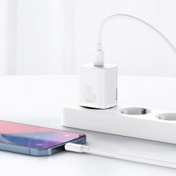 Baseus Super Si Quick Charger 1C 20W with USB-C to Lightning 1m cable, White - buitinis įkroviklis atsiliepimai