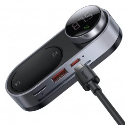 Baseus Solar Car Wireless MP3 Player, Bluetooth 5.0, USB, TF, AUX, Black - FM siųstuvas / MP3 grotuvas su saulės elementu pigiai