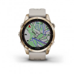 Garmin fenix 7S Sapphire Solar 42mm Cream Gold / Light Sand, Silicone, Wi-Fi, GPS išmanusis laikrodis internetu