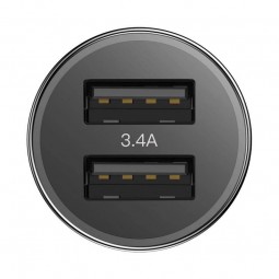 Baseus Small Screw 2xUSB 3.4A + USB-C automobilinis įkroviklis su USB-C kabeliu, juodas internetu