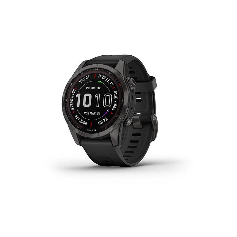 Garmin fenix 7S Sapphire Solar 42mm Carbon Gray / DLC Titanium, Silicone, Wi-Fi, GPS išmanusis laikrodis kaina
