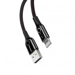 Baseus Lightning C-Shaped 2.4A 1m kabelis su indikacija, juodas išsimokėtinai