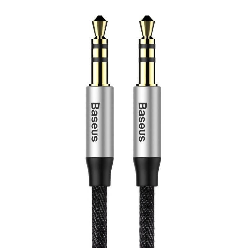 Baseus Yiven M30 Audio Cable 1.5m, 2x 3.5mm Mini Jack, Balck / Silver - garso kabelis kaina