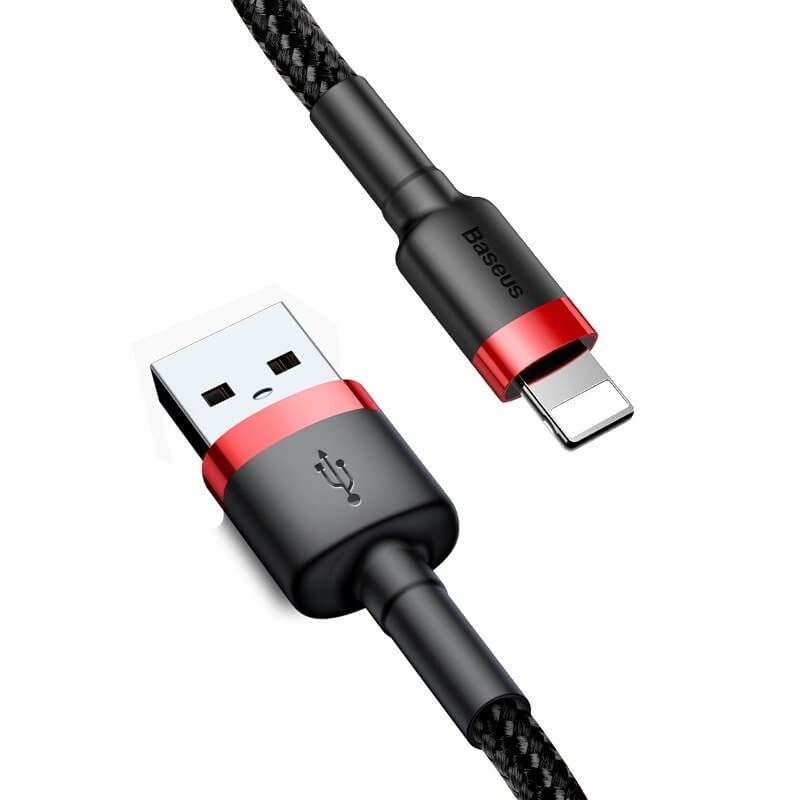 Baseus Lightning Cafule 2.4A 1m kabelis, juoda / raudona kaina