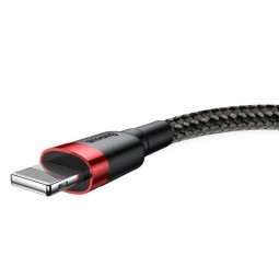 Baseus Lightning Cafule 2.4A 1m kabelis, juoda / raudona išsimokėtinai