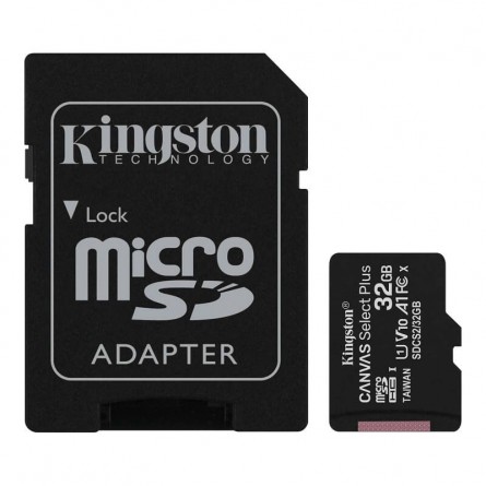 Kingston microSDHC 32GB Canvas Select Plus 100MB/s atminties kortelė su SD adapteriu kaina