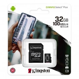 Kingston microSDHC 32GB Canvas Select Plus 100MB/s atminties kortelė su SD adapteriu išsimokėtinai