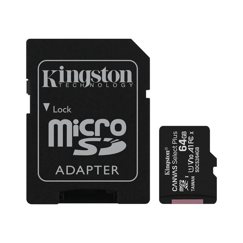 Kingston microSDXC 64GB Canvas Select Plus 100MB/s atminties kortelė su SD adapteriu kaina