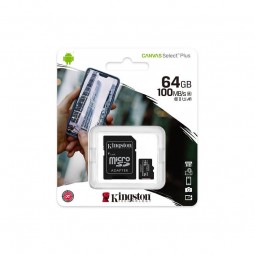 Kingston microSDXC 64GB Canvas Select Plus 100MB/s atminties kortelė su SD adapteriu internetu