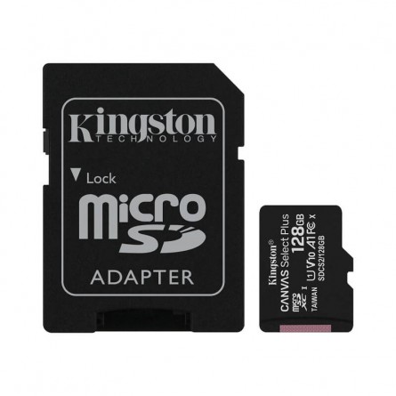 Kingston microSDXC 128GB Canvas Select Plus 100MB/s atminties kortelė su SD adapteriu kaina