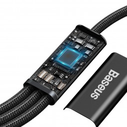 Baseus Rapid Series 3-in-1 1.5m 20W USB-C to Lightning, USB-C, microUSB - kombinuotas kabelis, juodas pigiai