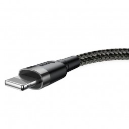 Baseus Lightning Cafule 2.4A 1m kabelis, juoda / pilka internetu