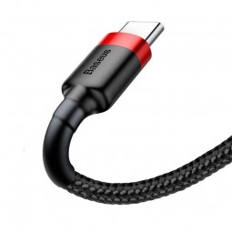Baseus Type-C Cafule 2A 2m kabelis, juoda / raudona lizingu