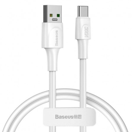 Baseus White Series USB-C 5A VOOC 1m greito įkrovimo kabelis, baltas kaina