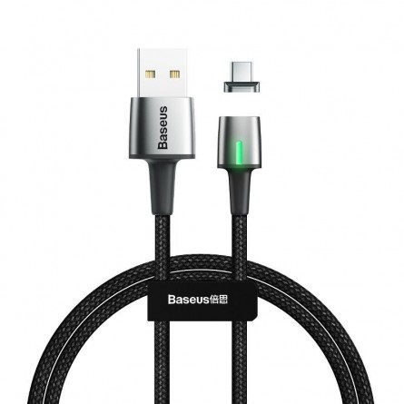 Baseus Zinc Magnetic USB-C 2A 2m kabelis, juodas / sidabrinis kaina