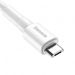 Baseus Mini micro USB 2.4A 1m greito įkrovimo kabelis, baltas išsimokėtinai