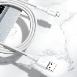 Baseus Mini micro USB 2.4A 1m greito įkrovimo kabelis, baltas pigiai