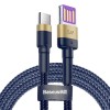 Baseus Cafule HW USB-C Quick Charging Cable 1m, 40W, 5A, QC 3.0, Blue / Gold - greito įkrovimo kabelis kaina