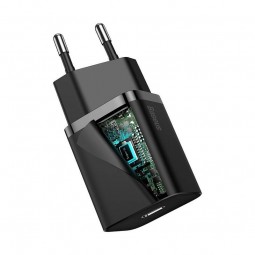 Baseus Super Si Quick Charger 1C 20W USB-C with USB-C to Lightning 1m cable, Balck - buitinis įkroviklis pigiai