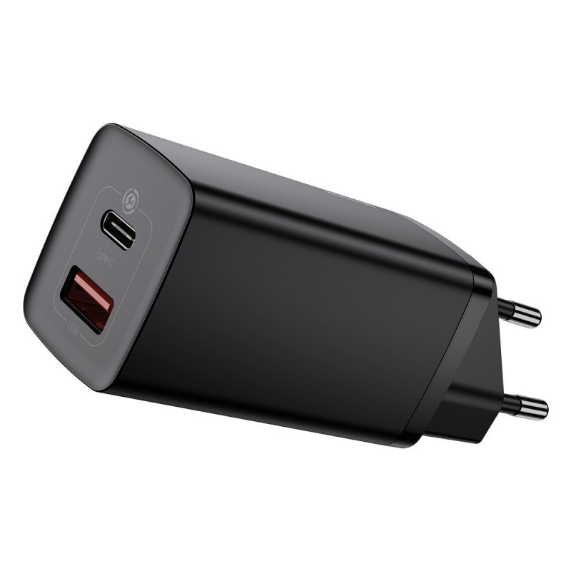 Baseus GaN2 Lite 65W Quick Charger, USB-C, USB-A, Black - buitinis įkroviklis kaina