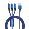 Baseus Rapid Series 3-in-1 3.5A 1.2m USB-C to Lightning, USB-C, microUSB - kombinuotas kabelis, mėlynas kaina