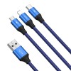 Baseus Rapid Series 3-in-1 3.5A 1.2m USB-C to Lightning, USB-C, microUSB - kombinuotas kabelis, mėlynas atsiliepimai
