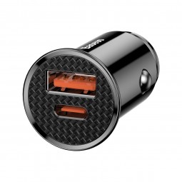 Baseus Circular Car Charger 2x USB, 30W automobilinis įkroviklis, juoda internetu