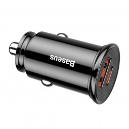 Baseus Circular Car Charger 2x USB, 30W automobilinis įkroviklis, juoda išsimokėtinai