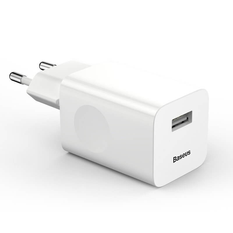 Baseus Mini Quick Charger 1x USB, QC 3.0, White - buitinis įkroviklis kaina